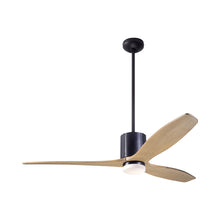 Load image into Gallery viewer, LeatherLuxe DC LED Ceiling Fan in Dark Bronze/Black Leather/Maple.

