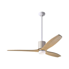 Load image into Gallery viewer, LeatherLuxe DC LED Ceiling Fan in Gloss White/Ivory Leather/Maple.
