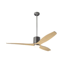 Load image into Gallery viewer, LeatherLuxe DC LED Ceiling Fan in Graphite/Gray Leather/Maple.
