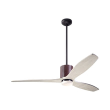 Load image into Gallery viewer, LeatherLuxe DC LED Ceiling Fan in Dark Bronze/Chocolate Leather/Whitewash.
