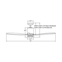 Load image into Gallery viewer, LeatherLuxe DC LED Ceiling Fan - line drawing.
