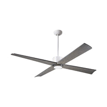 Load image into Gallery viewer, Nouveau DC Ceiling Fan in Matte White/Brass/Graywash.
