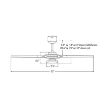 Load image into Gallery viewer, Torsion 52-Inch 20W LED Ceiling Fan - line drawing.
