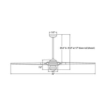 Load image into Gallery viewer, Torsion 62-Inch 17W LED Ceiling Fan - line drawing.
