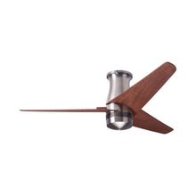 Load image into Gallery viewer, Velo DC Flush Mount Ceiling Fan in Bright Nickel/Mahogany.
