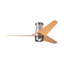 Load image into Gallery viewer, Velo DC Flush Mount Ceiling Fan in Bright Nickel/Maple.
