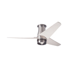 Load image into Gallery viewer, Velo DC Flush Mount Ceiling Fan in Bright Nickel/Whitewash.
