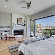 Load image into Gallery viewer, Velo DC Flush Mount Ceiling Fan in bedroom.
