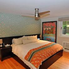 Load image into Gallery viewer, Velo DC Flush Mount Ceiling Fan in bedroom.
