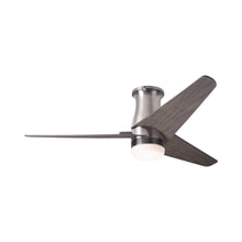 Load image into Gallery viewer, Velo DC LED Flush Mount Ceiling Fan in Bright Nickel/Graywash.
