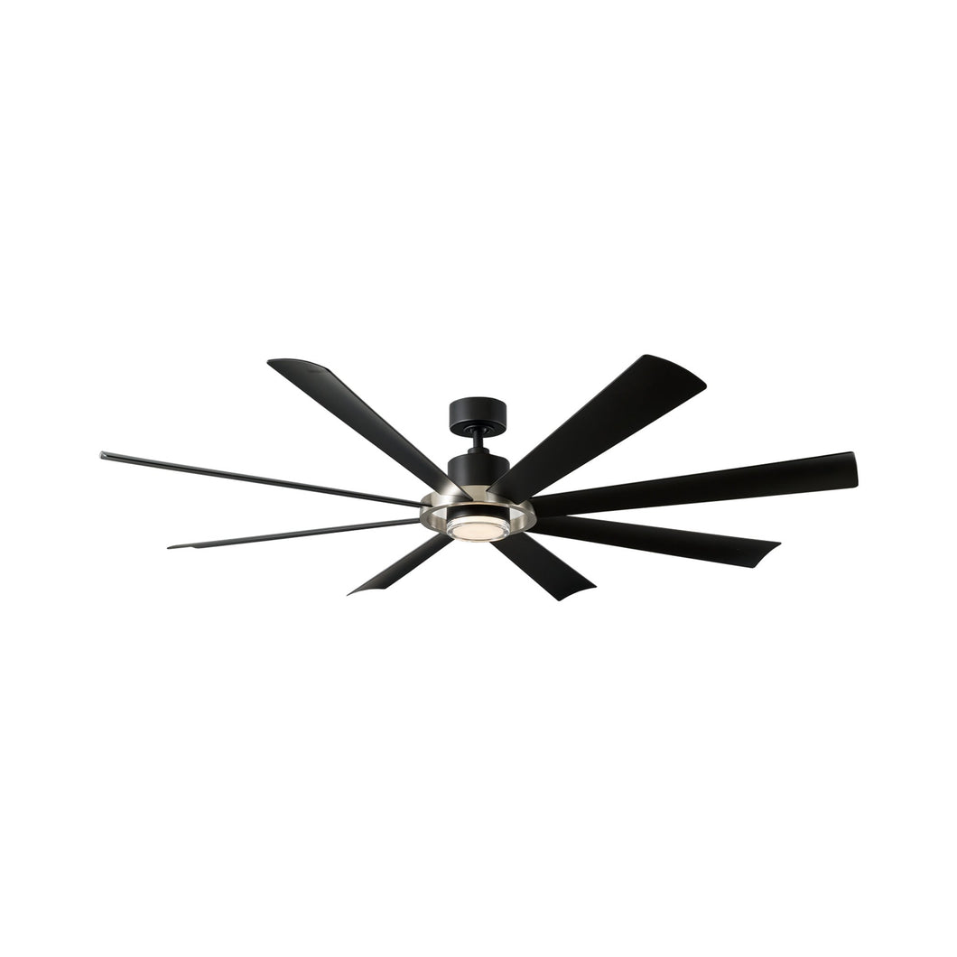 Aura Ceiling Fan in Brushed Nickel/Matte Black.