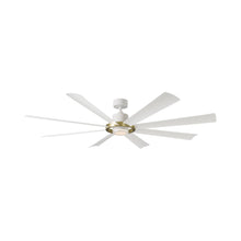Load image into Gallery viewer, Aura Ceiling Fan in Soft Brass/Matte White.
