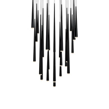 Load image into Gallery viewer, Cascade LED Multi Light Pendant Light in Black/Etched Glass (25-Light).
