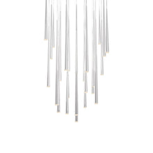 Load image into Gallery viewer, Cascade LED Multi Light Pendant Light in Polished Nickel/Etched Glass (25-Light).
