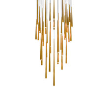 Load image into Gallery viewer, Cascade LED Multi Light Pendant Light in Aged Brass/Etched Glass (41-Light).
