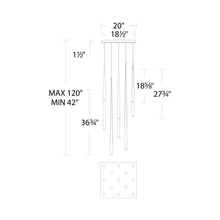 Load image into Gallery viewer, Cascade LED Multi Light Pendant Light - line drawing.
