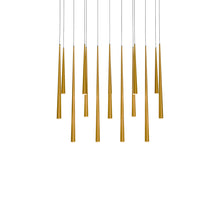 Load image into Gallery viewer, Cascade Linear LED Chandelier in Aged Brass/Etched Glass(14-Light).
