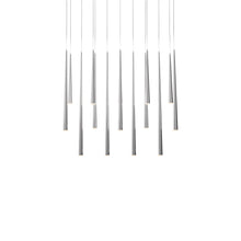 Load image into Gallery viewer, Cascade Linear LED Chandelier in Polished Nickel/Etched Glass (14-Light).
