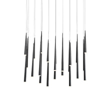 Load image into Gallery viewer, Cascade Linear LED Chandelier in Black/Etched Glass (23-Light).
