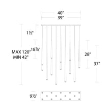 Load image into Gallery viewer, Cascade Linear LED Chandelier - line drawing.
