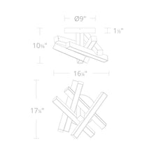 Load image into Gallery viewer, Chaos LED Flush Mount Ceiling Light - line drawing.

