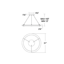 Load image into Gallery viewer, Clique LED Chandelier - line drawing.
