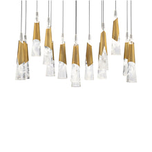 Load image into Gallery viewer, Kilt LED Linear Pendant Light in Aged Brass (14-Light).
