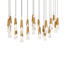 Load image into Gallery viewer, Kilt LED Linear Pendant Light in Aged Brass (23-Light).
