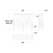 Load image into Gallery viewer, Kilt LED Linear Pendant Light - line drawing.
