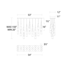 Load image into Gallery viewer, Kilt LED Linear Pendant Light - line drawing.
