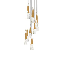 Load image into Gallery viewer, Kilt Round LED Pendant Light in Aged Brass (9-Light).
