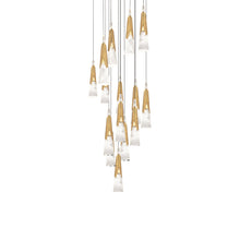 Load image into Gallery viewer, Kilt Round LED Pendant Light in Aged Brass (15-Light).
