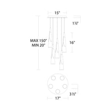 Load image into Gallery viewer, Kilt Round LED Pendant Light - line drawing.
