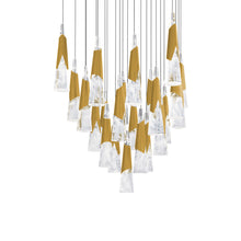 Load image into Gallery viewer, Kilt Square LED Pendant Light in Aged Brass (25-Light).
