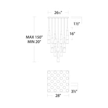 Load image into Gallery viewer, Kilt Square LED Pendant Light - line drawing.

