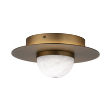 Load image into Gallery viewer, Landed LED Flush Mount Ceiling Light in Aged Brass.
