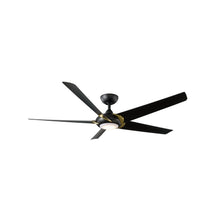 Load image into Gallery viewer, Lucid Ceiling Fan in Soft Brass Arms/Matte Black.
