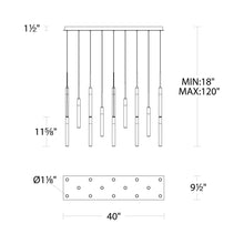 Load image into Gallery viewer, Magic Linear LED Chandelier- line drawing.
