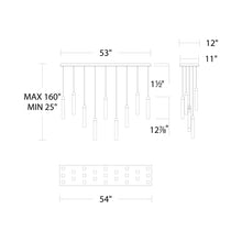 Load image into Gallery viewer, Minx LED Linear Multi Pendant Light - line drawing.
