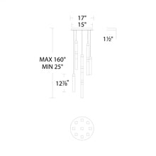 Load image into Gallery viewer, Minx LED Multi Light Pendant Light - line drawing.
