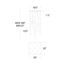 Load image into Gallery viewer, Minx Square LED Multi Pendant Light - line drawing.
