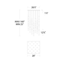 Load image into Gallery viewer, Minx Square LED Multi Pendant Light - line drawing.
