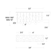Load image into Gallery viewer, Pisces LED Linear Pendant Light - line drawing.
