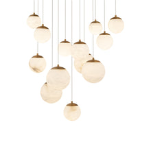 Load image into Gallery viewer, Pisces Square LED Pendant Light in Aged Brass (13-Light).
