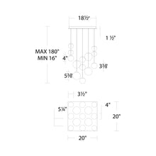Load image into Gallery viewer, Pisces Square LED Pendant Light - line drawing.
