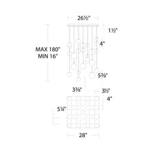 Load image into Gallery viewer, Pisces Square LED Pendant Light - line drawing.
