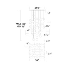 Load image into Gallery viewer, Pisces Square LED Pendant Light - line drawing.
