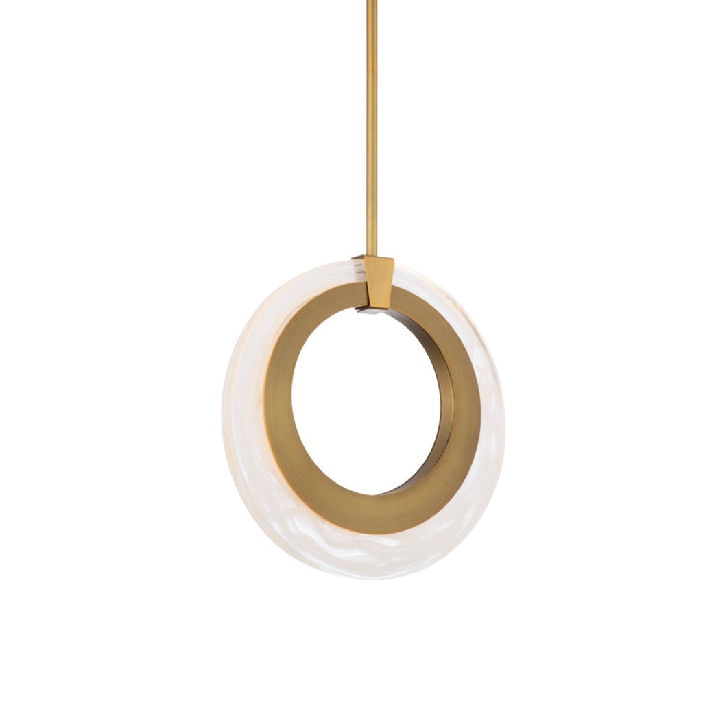 Serenity LED Pendant Light in Aged Brass.