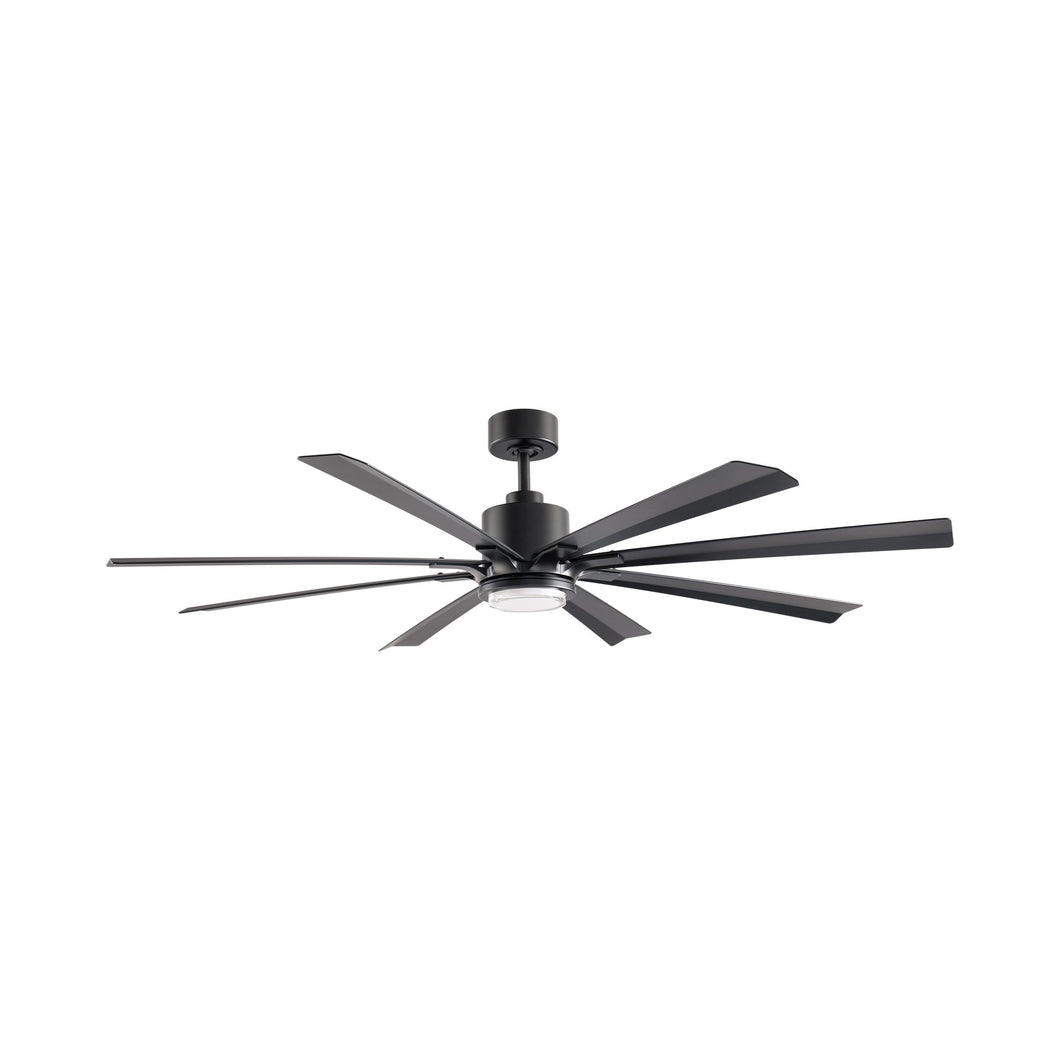 Size Matters Outdoor Ceiling Fan in Matte Black (65-Inch/Light Kit Included).