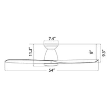 Load image into Gallery viewer, Skylark Outdoor LED Flush Mount Ceiling Fan - line drawing.

